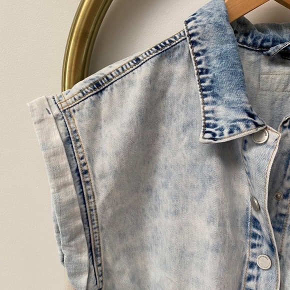 Blank NYC Time Zone Blue Washed Denim Short Sleeve Cotton Casual Romper Size S - Picture 6 of 12